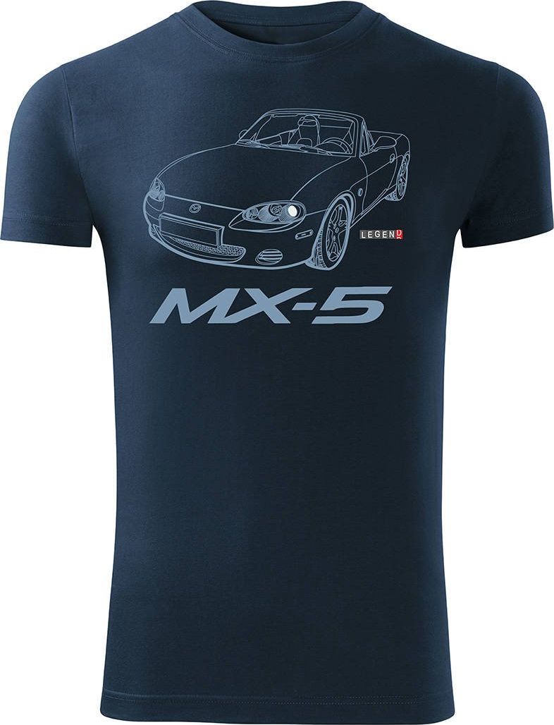 Topslang Koszulka z samochodem MAZDA MX-5 MX 5 męska granatowa SLIM XXL