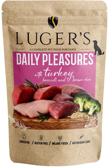 Karma mokra dla psa Luger's Daily Pleasures z indykiem, brokułem i ryżem brązowym 500 g