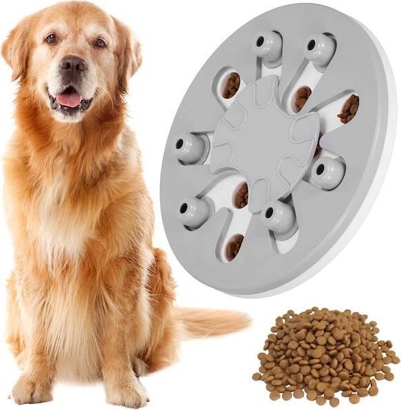 Springos Interaktywna miska na przekąski dla psa, kota, zabawka węchowa, edukacyjna, szaro-biała UNIWERSALNY