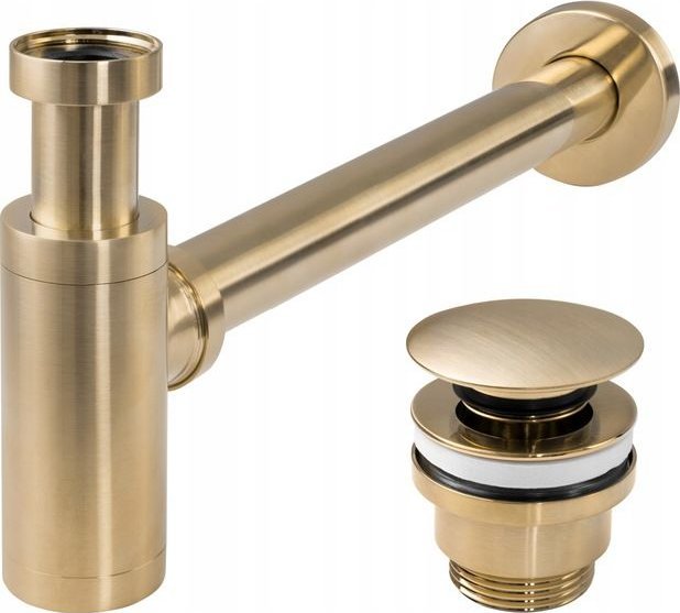 Rea Syfon umywalkowy Rea z korkiem klik-klak Rea Złoty Szczotkowany