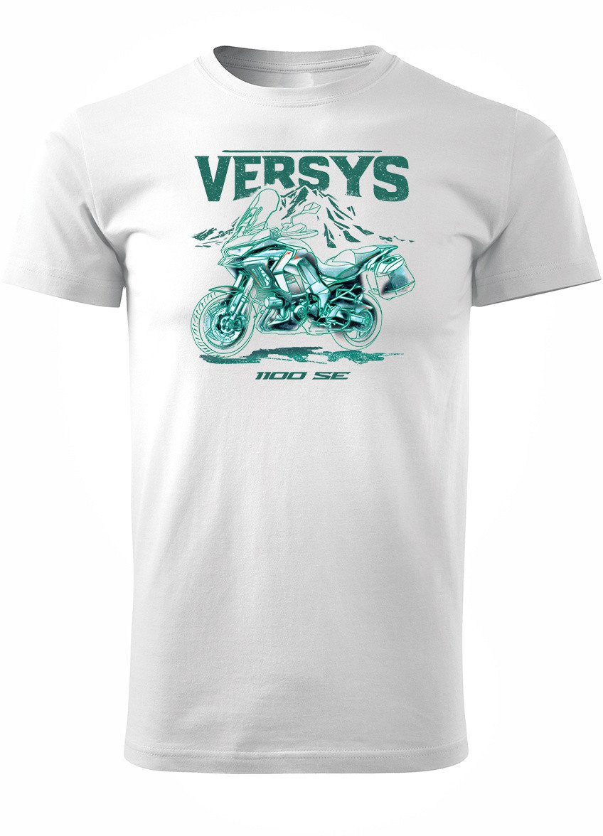 Koszulka motocyklowa z motocyklem na motor Kawasaki Versys 1100 SE męska biała S