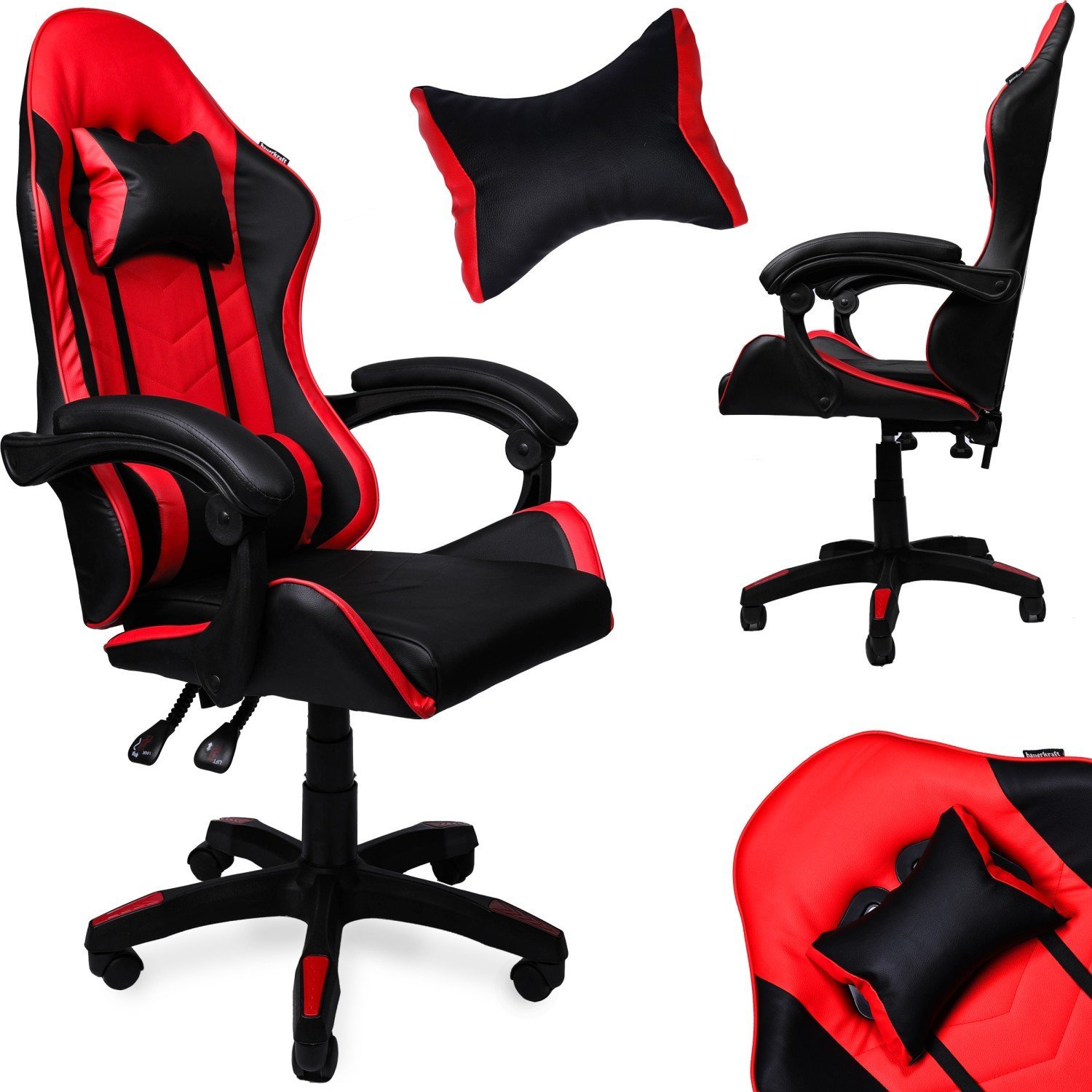 Fotel Bauerkraft Fotel gamingowy krzesło obrotowe czarno-czerwony