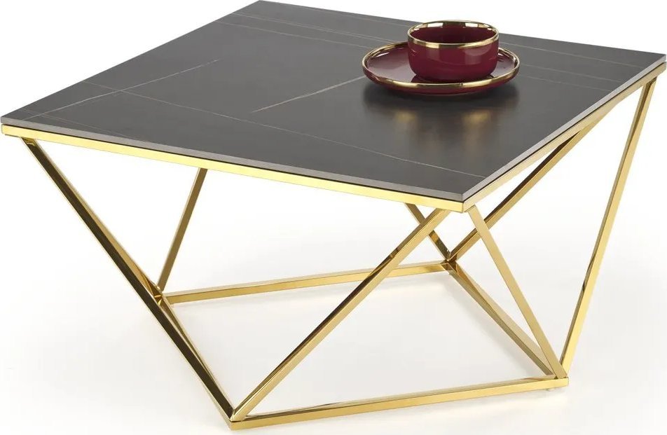 Halmar Ława FELICIA 80x80 czarny marmur/złota HALMAR