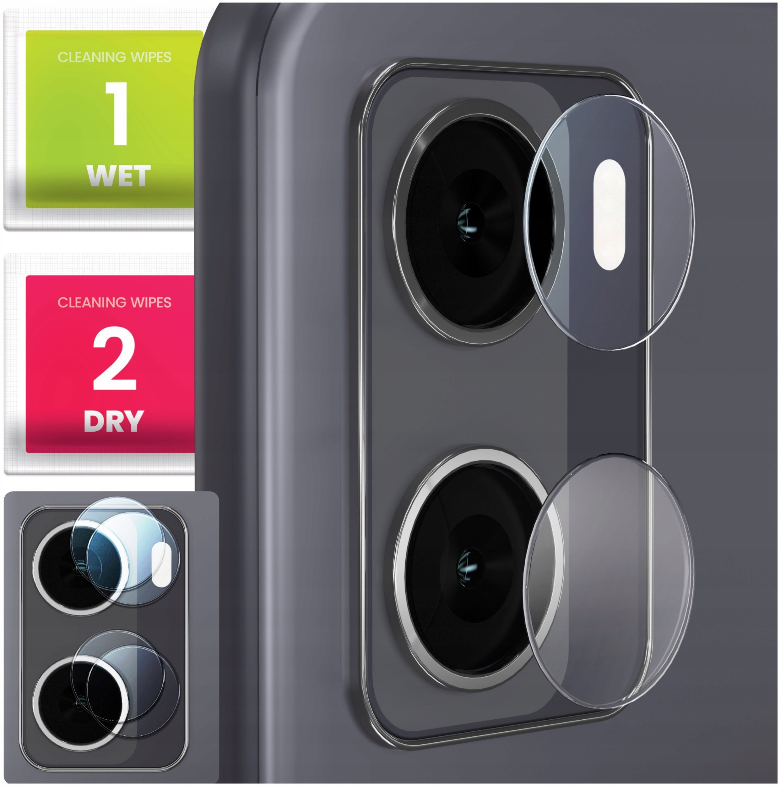 2-PAK Szkło Na Aparat Do Oppo A57 4G (Hartowane, Ochronne, Na Obiektyw, 9H)