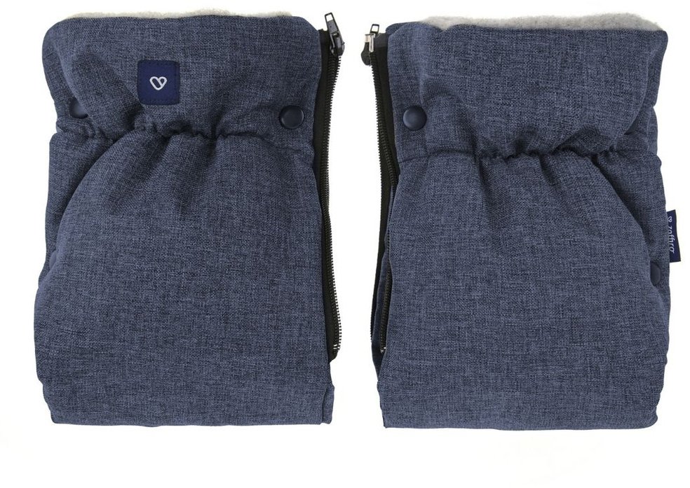 Zaffiro - Mufka do wózka dwuczęściowa - szara wełna premium/melanż granat U