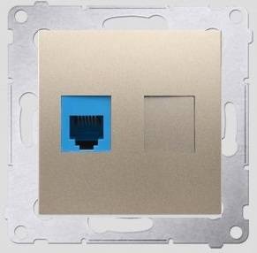 Kontakt-Simon Gniazdo telefoniczne SIMON54 pojedyncze RJ12 złote - DT1.01/44