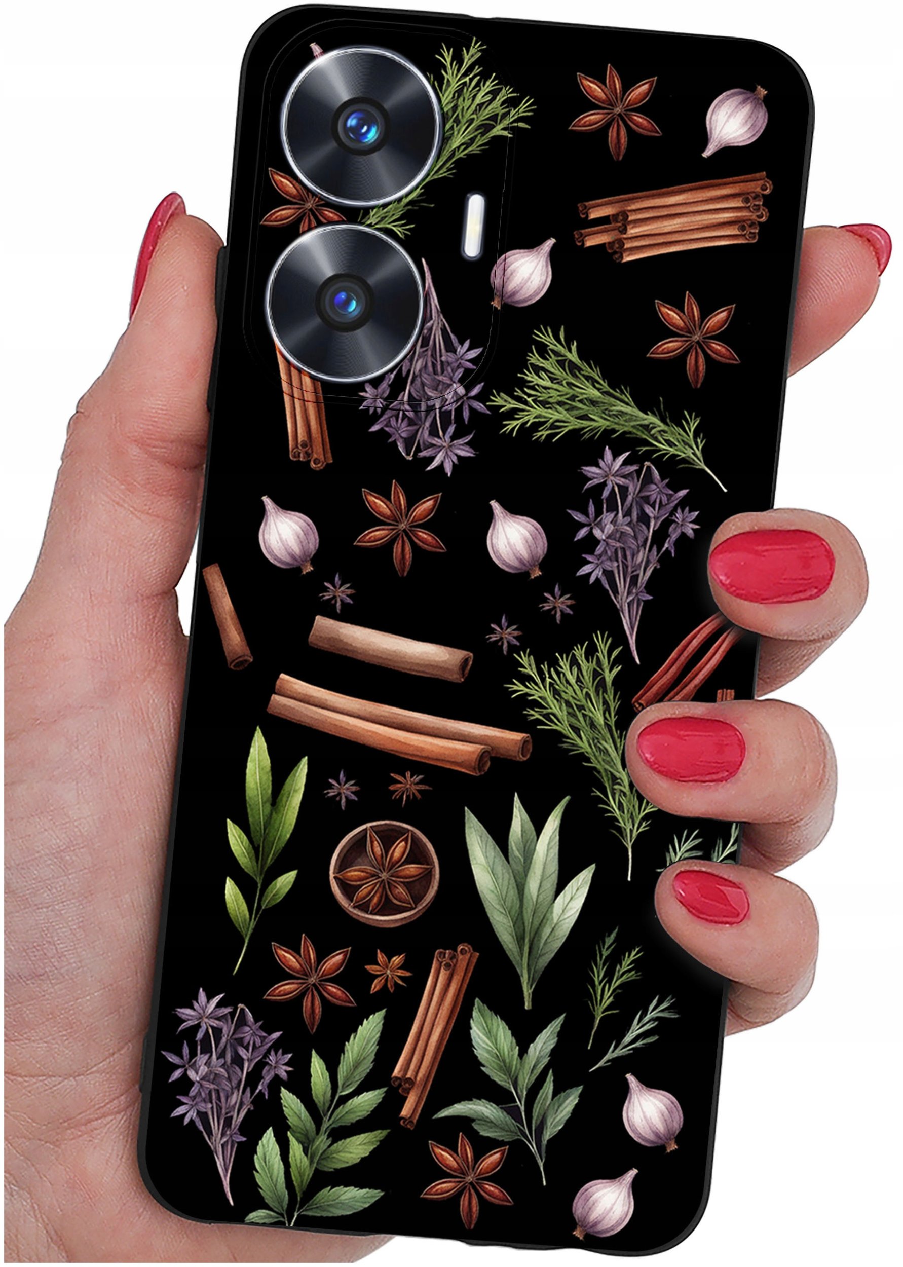 ETUI do Realme C55 WZORY |SILIKONOWE MATT CASE + SZKŁO 9H