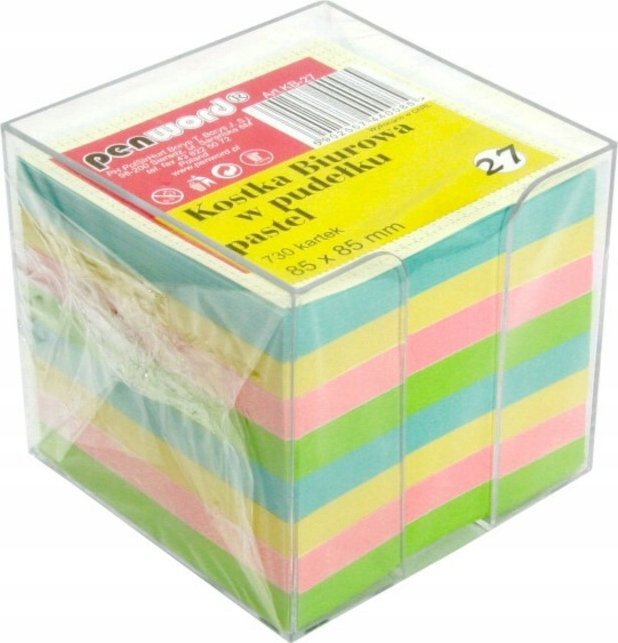 Polsirhurt Kostka biurowa 730 kartek w pudełku 85x85x70mm pastelowe kolory KB-27