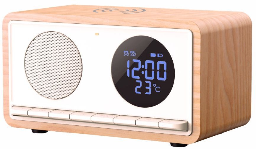 Radiobudzik z ładowaniem bezprzewodowym Manta RIMINI białe