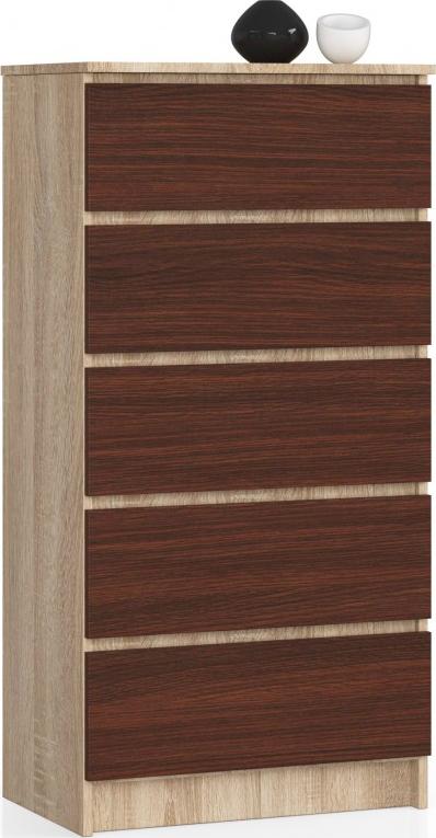 Fabryka Mebli Akord KOMODA K 60 cm 5 SZUFLAD SONOMA / WENGE