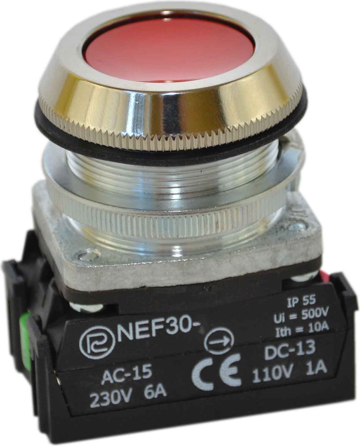 Promet Przycisk sterowniczy 30mm czerwony z samopowrotem 2Z (W0-NEF30-K 2X C)