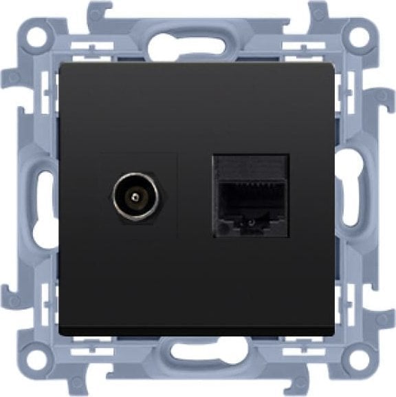Kontakt-Simon Gniazdo antenowe Kontakt-Simon Simon 10 CASFRJ455.01/49 typu "F" + RJ45 kat.5e moduł czarny mat