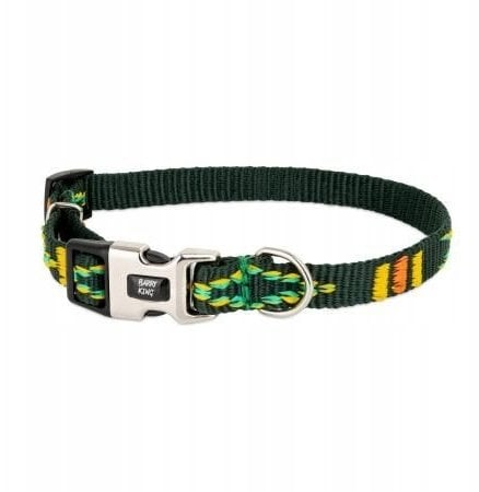 Obroża dla psa, zielona, wzór etniczny, taśma polipropylenowa, 10mm/18-30cm