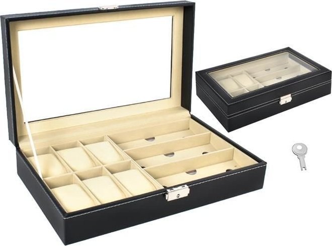 Ikonka Organizer na zegarki i okulary czarny