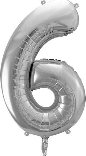Party Deco Balon foliowy Cyfra "6", 86cm, srebrny uniwersalny