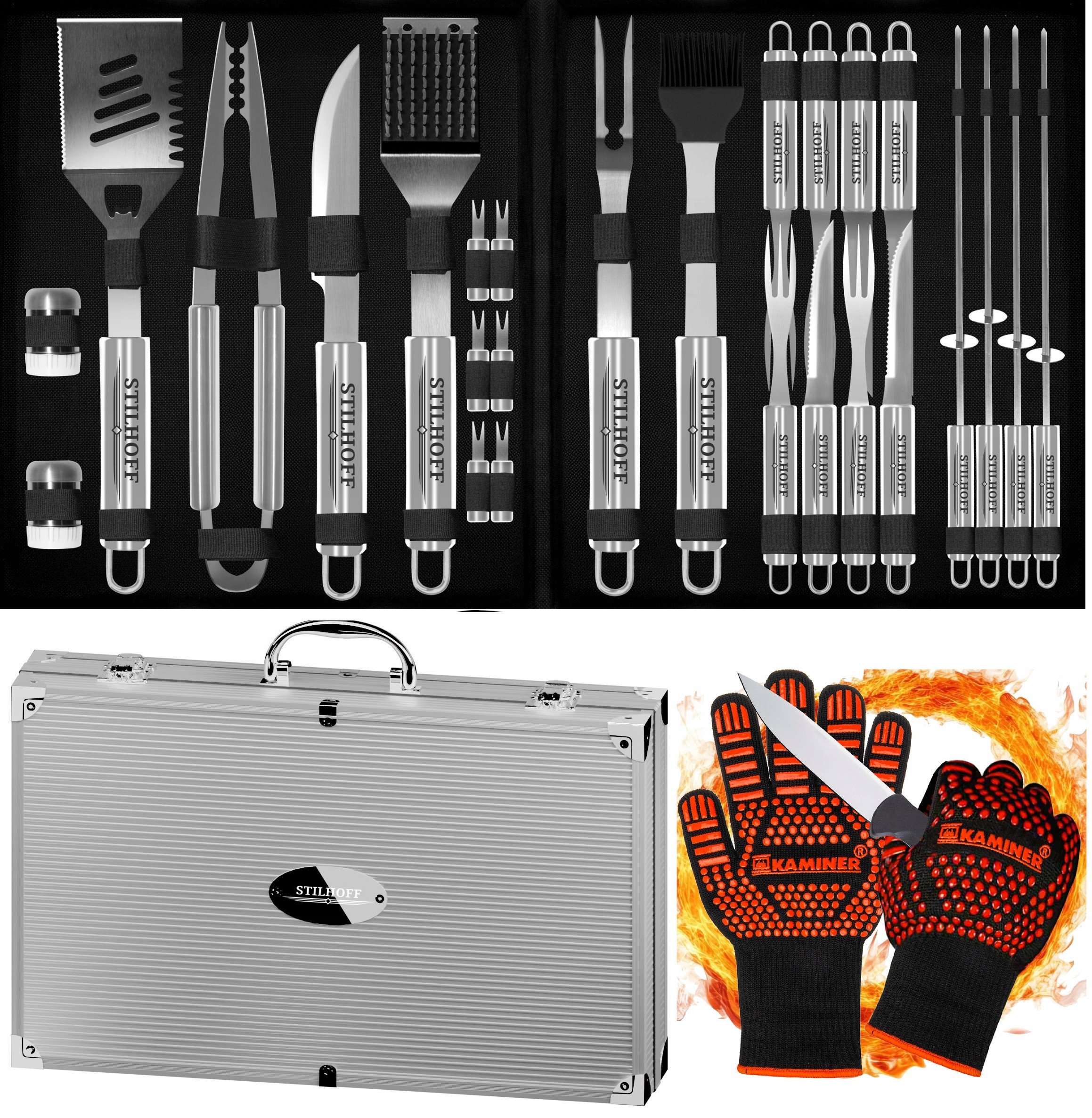 Zestaw akcesoria do GRILLA STILHOFF STRONG sztućce 28szt 26+walizka+rękawic