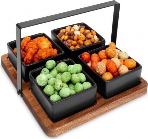 Excellent Houseware ZESTAW MISECZEK CERAMICZNYCH NA TACY DO PRZEKĄSEK