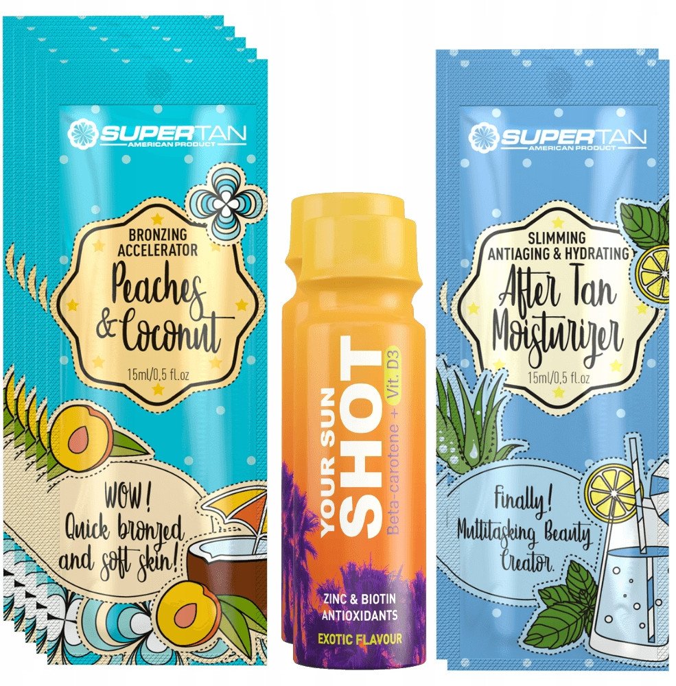 Supertan Peaches & Coconut 5x 15ml Bronzer Z Przyspieszaczem + Gratisy