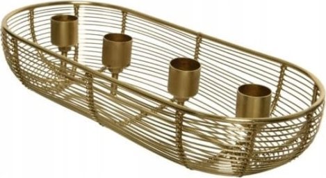 Koopman Świecznik na 4 świece stojak metalowy złoty 28,5x11,5x6,5 cm