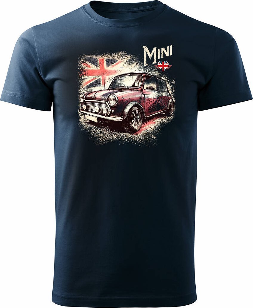 Topslang Koszulka z samochodem Mini Morris Mini Cooper kolekcjonerska męska granatowa REGULAR XL