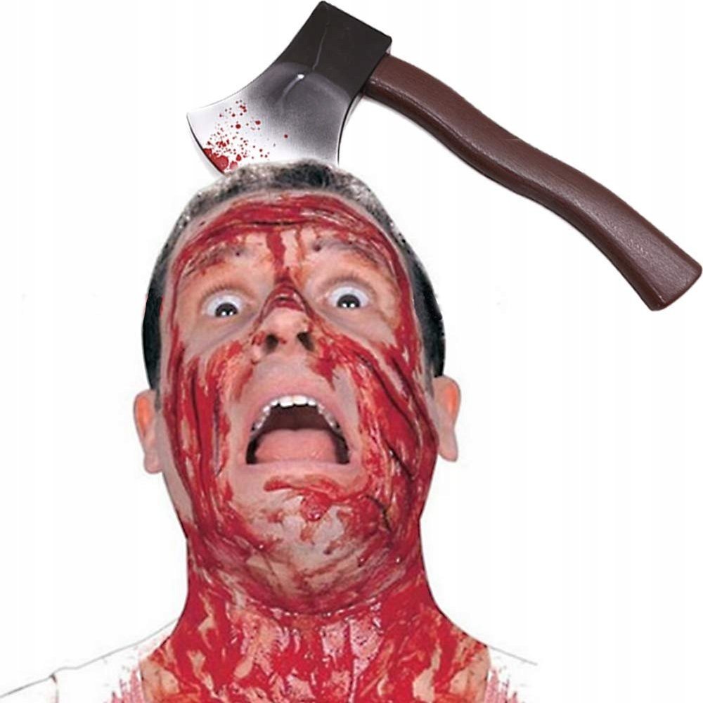 Korbi OPASKA SIEKIERA W GŁOWIE KOSTIUM HALLOWEEN KREW