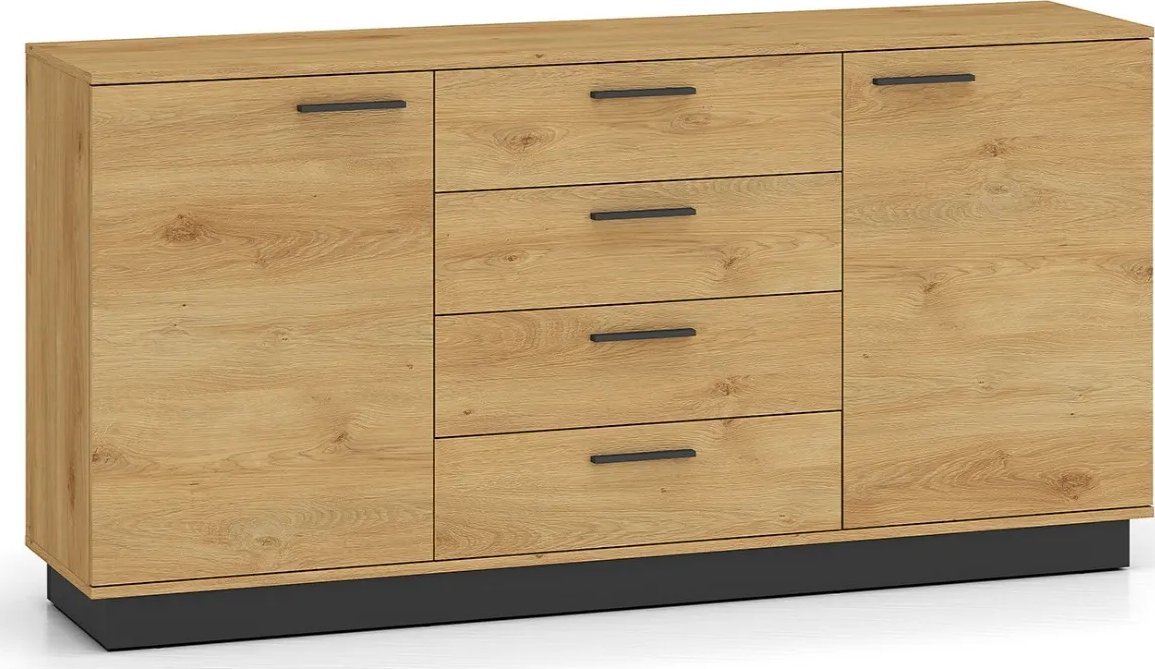 Komoda BRONX 2D4S 170cm dąb/czarna ML MEBLE