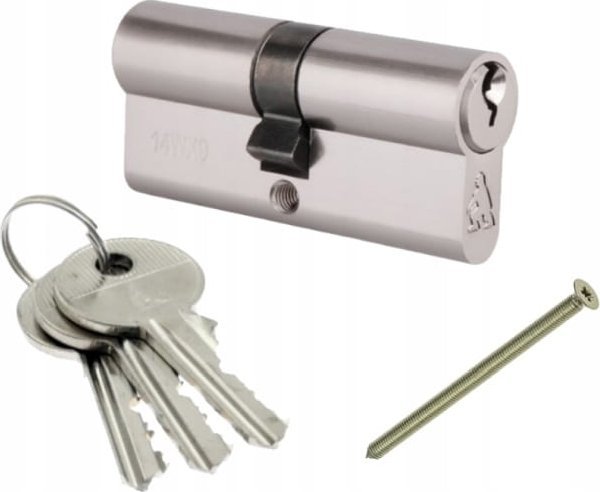 LOB Wkładka do zamka 30/50 mm Nikiel satyna + 3 klucze