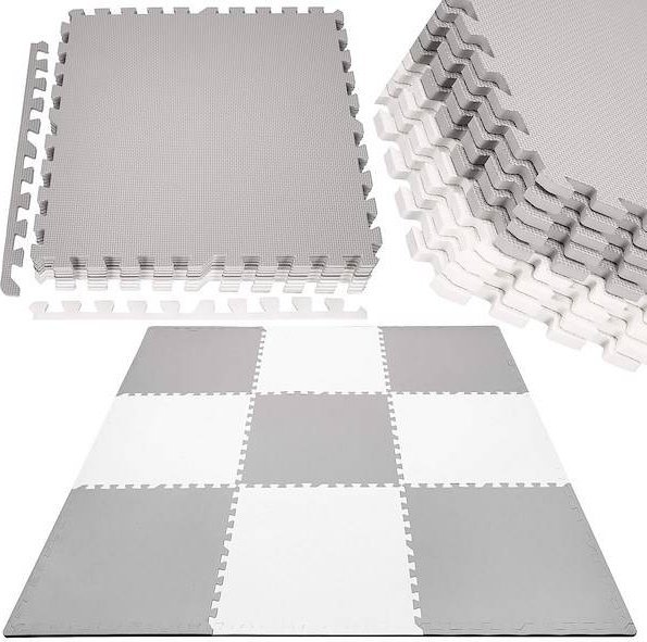 Springos Mata piankowa kwadraty 179x179 cm szare puzzle dla dzieci, do ćwiczeń pianka EVA UNIWERSALNY