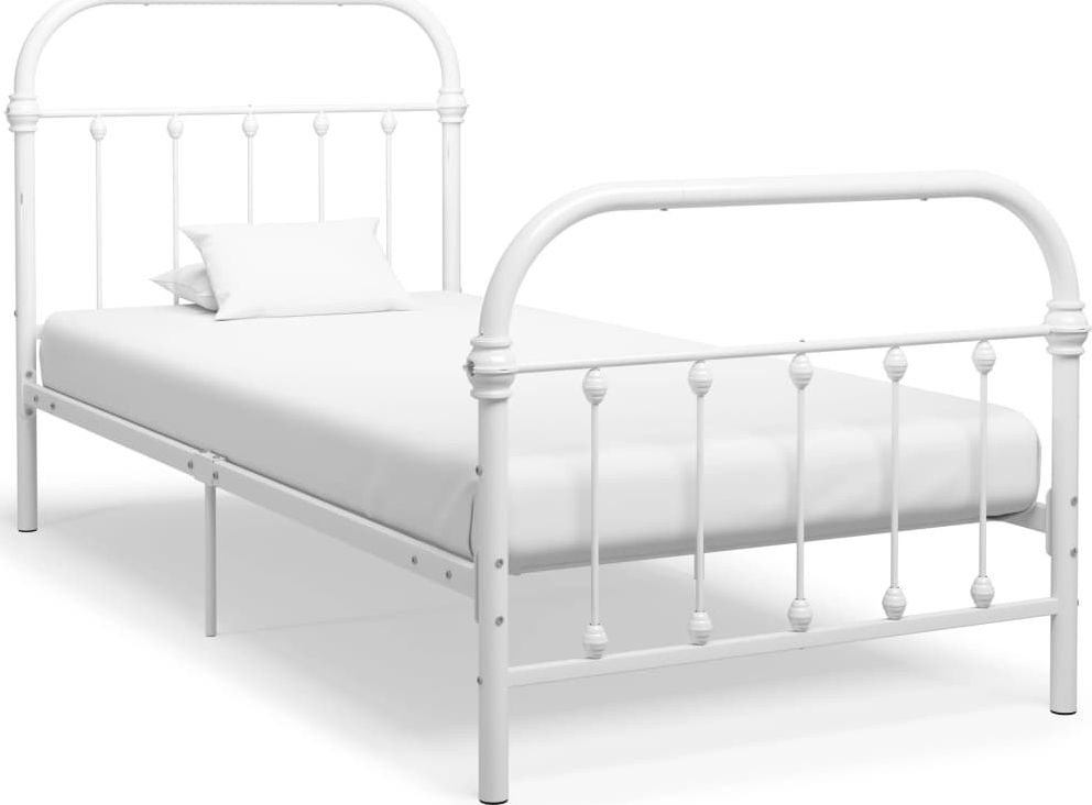 vidaXL Rama łóżka, biała, metalowa, 100 x 200 cm