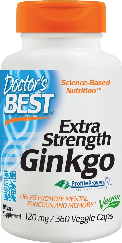 DOCTORS BEST Doctor's Best - Gingko Biloba, Ekstra Siła, 120mg, 360 vkaps
