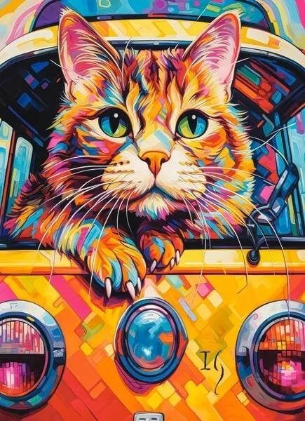 Castorland Puzzle 100 Cat Bus Travel CASTOR