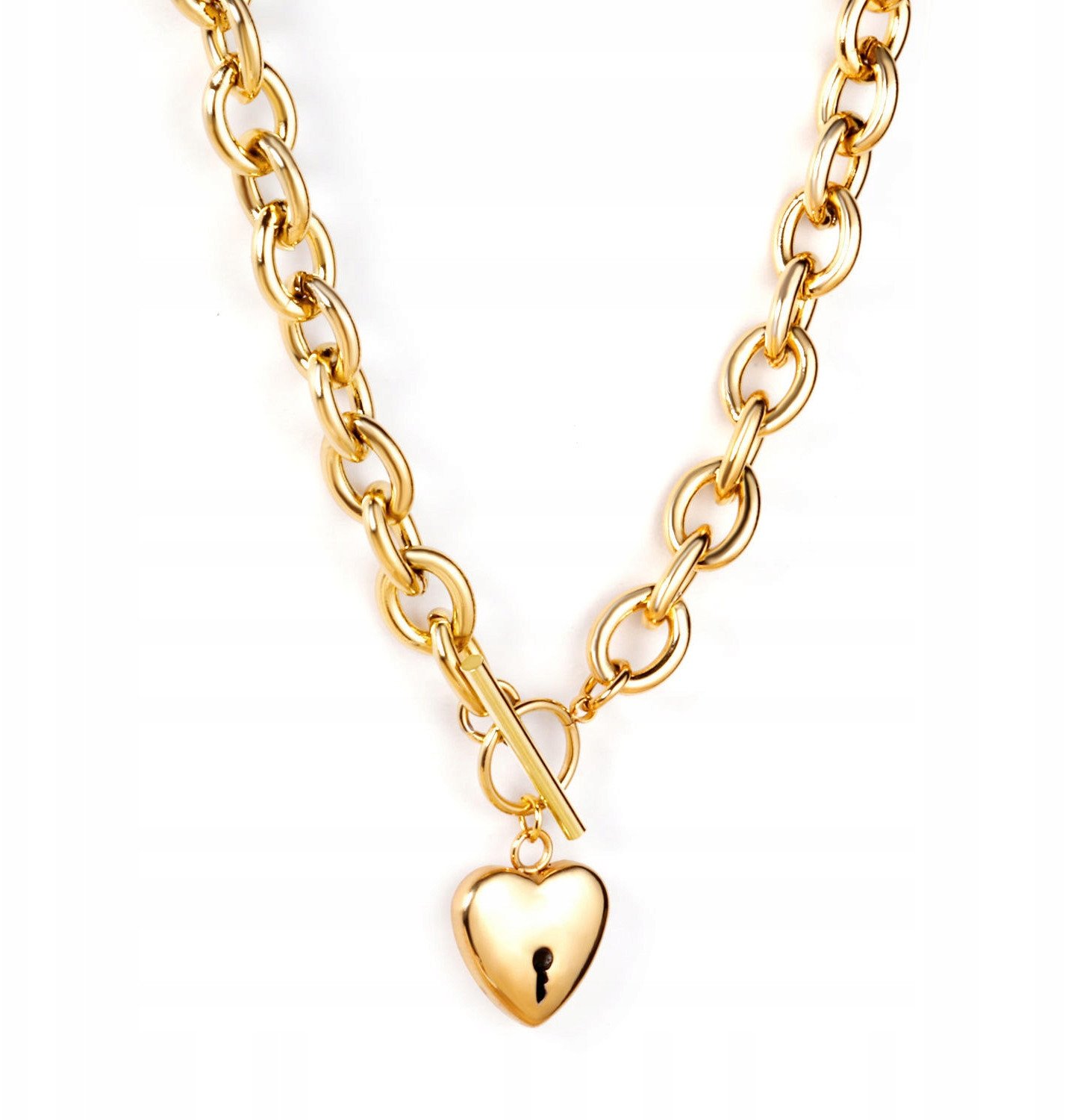 NASZYJNIK ZŁOTY Piękny SERCE KLUCZYK Łańcuszek MODNY Elegancja i Szyk 45 cm