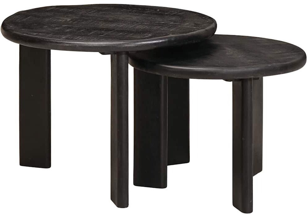 vidaXL Stolik gniazdowy 2 pcs Biały Drewno mango