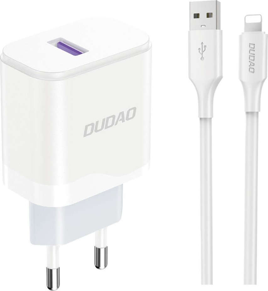 Ładowarka Dudao Ładowarka Dudao A20EU sieciowa USB-A 18W - biała + kabel USB-A - Lightning