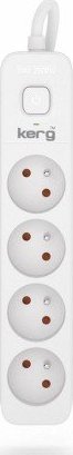 Kerg Przedłużacz KERG z wyłącznikiem-4 gniazda-biało-szary-1,5m-10A-H05VV-F-3x1,0mm2