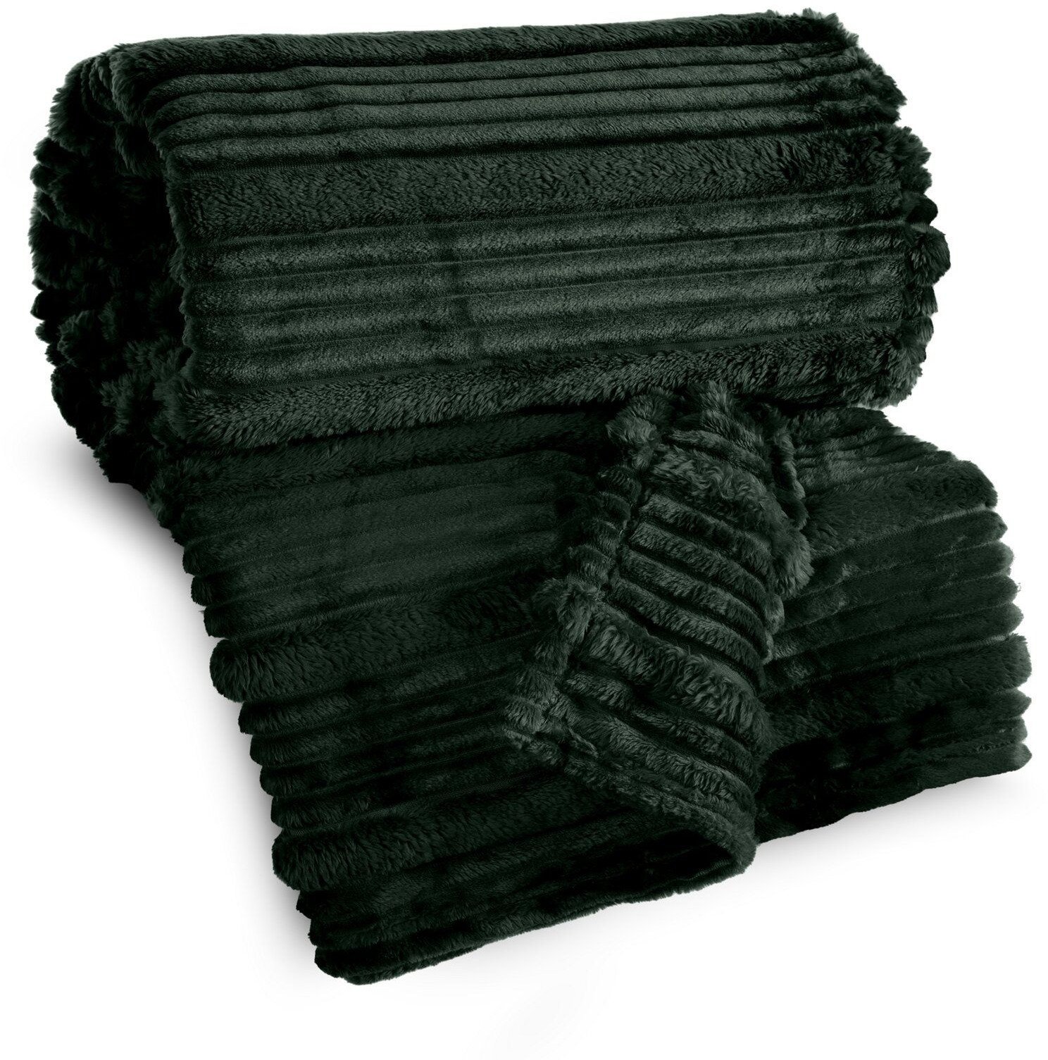 Koc zielony 200x220 NINA flanelowy miękki ciepły i puszysty efekt 3D