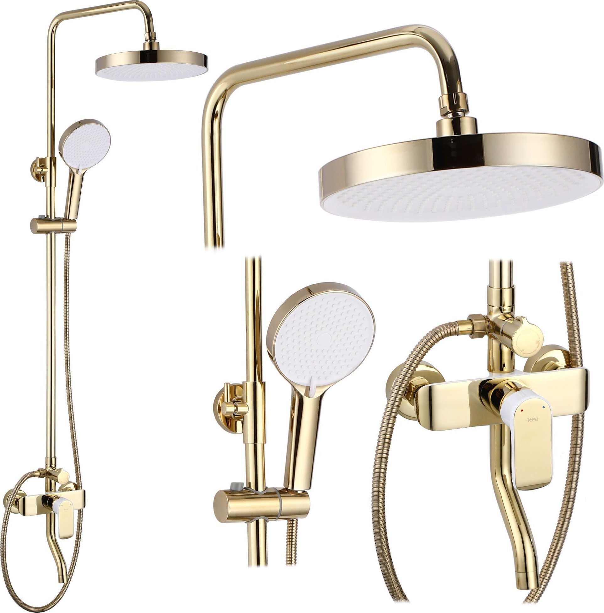 Rea Zestaw Prysznicowy REA BLOOM BIAŁY ZŁOTY WHITE GOLD