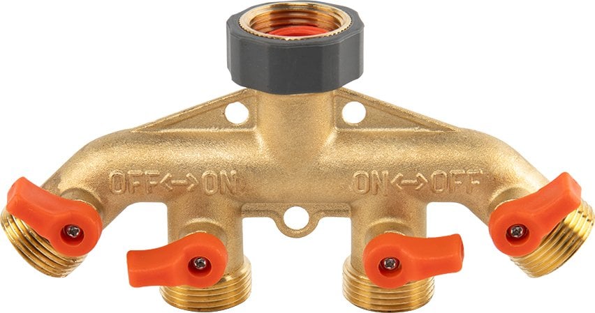ROZDZIELACZ 4-DROŻNY GW 3/4"x GZ 3/4" MOSIĄDZ Z ZAWORAMI BRASS SOFT
