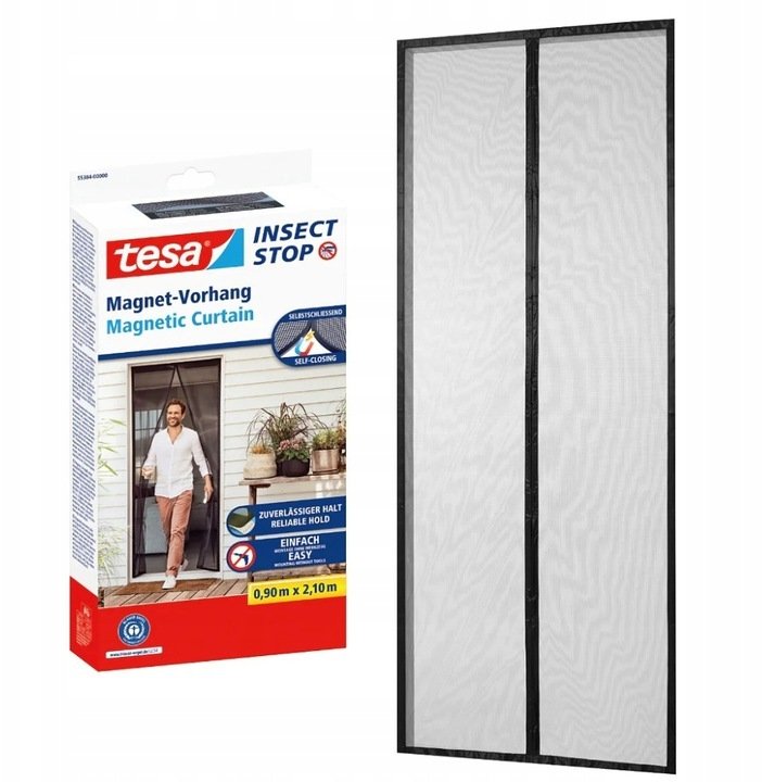Tesa Moskitiera Magnetyczna IS 0,9x2,1m, Antracyt - Drzwi/Balkon