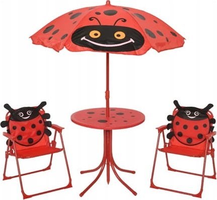Kaemingk Zestaw ogrodowy dla dzieci z parasolem składany czerwony