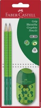 Faber Zestaw: ołówki grip 2001 x2, podwójna temperówka, mix kolorów blister, faber-castell [0|0]