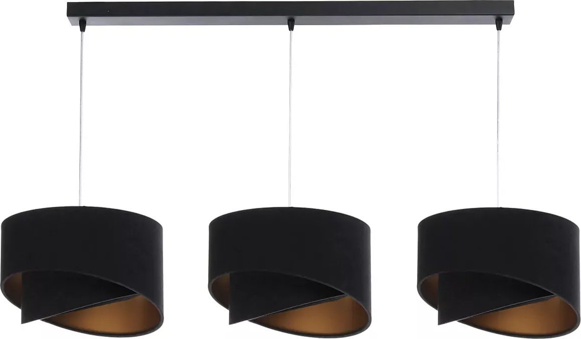 Lampa wisząca Lumes Czarna potrójna lampa wisząca nad stół glamour - S500-Breta