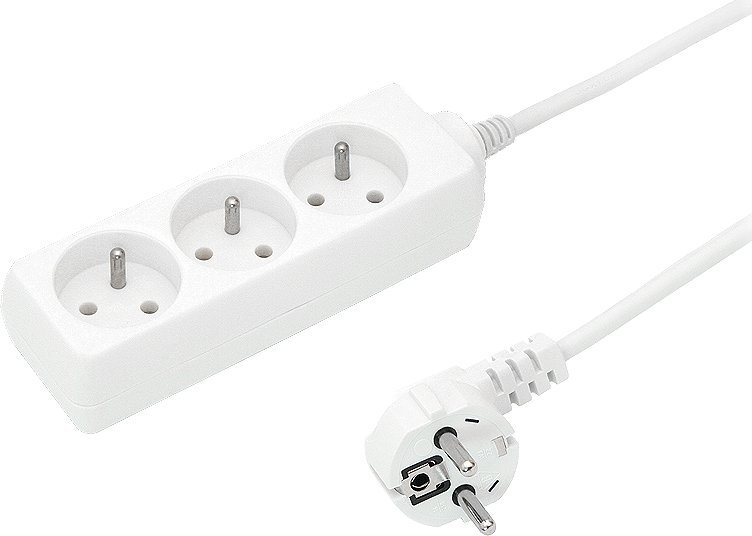 Blow 2577# Przedłużacz sieciowy ps-370 3-gniazda z uziemieniem 5m biały 3x1,5mm