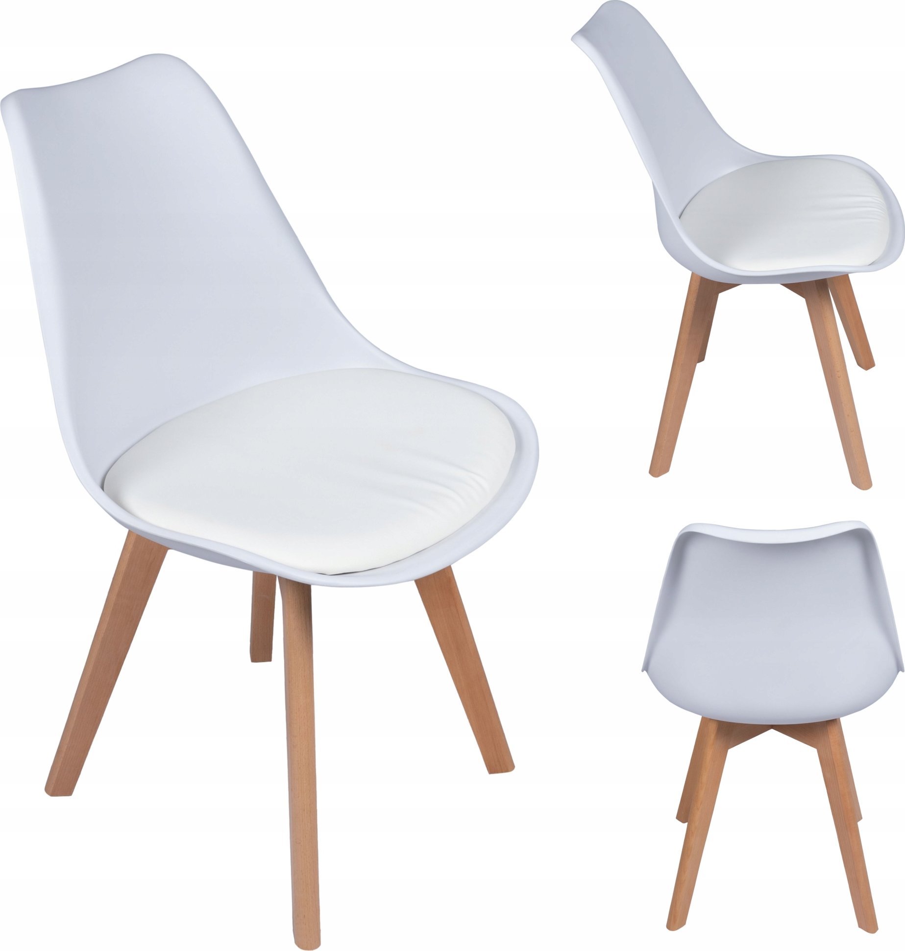 Nowoczesne krzesło z poduszką w stylu skandynawskim do salonu jadalni kuchni biały