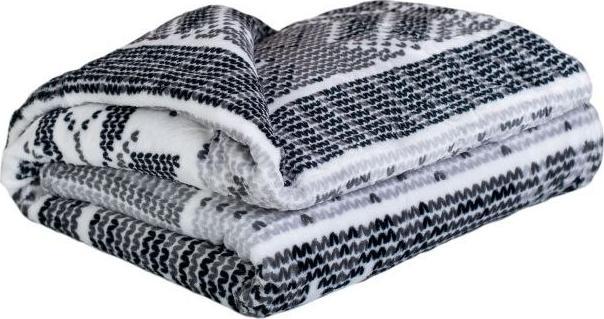 JAHU Mikro pluszowy kocyk - Szara śnieżynka, 150x200 cm