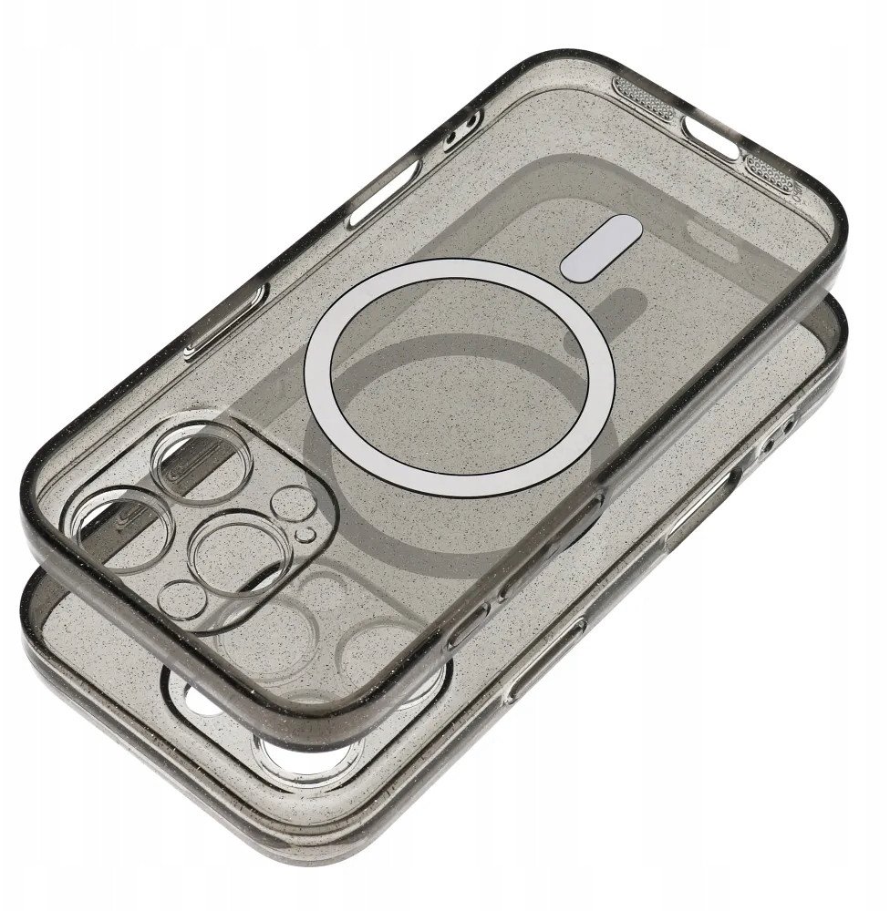 Futerał CLEAR MAG COVER z ochroną aparatu kompatybilny z MagSafe do IPHONE 15 Pro black glitter