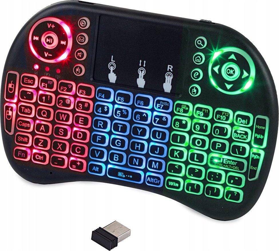 Klawiatura Verk KLAWIATURA BEZPRZEWODOWA MINI PODŚWIEWTLANA TV LED