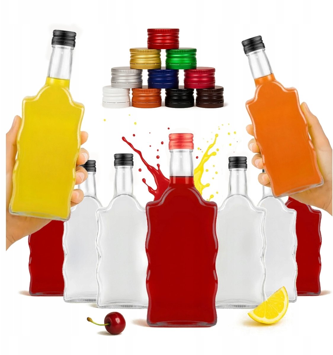 50x BUTELKA SZKLANA FALA WARTA 500ML + ZAKRĘTKA SZKLANE BUTELKI NA BIMBER