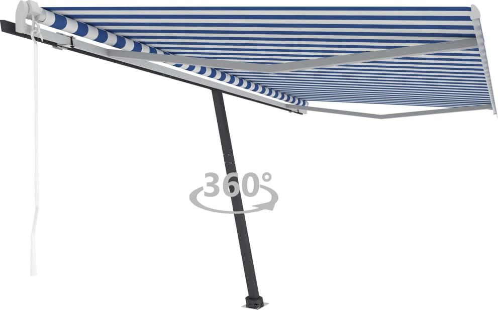 vidaXL Wolnostojąca, automatyczna markiza, 450x350 cm, niebiesko-biała