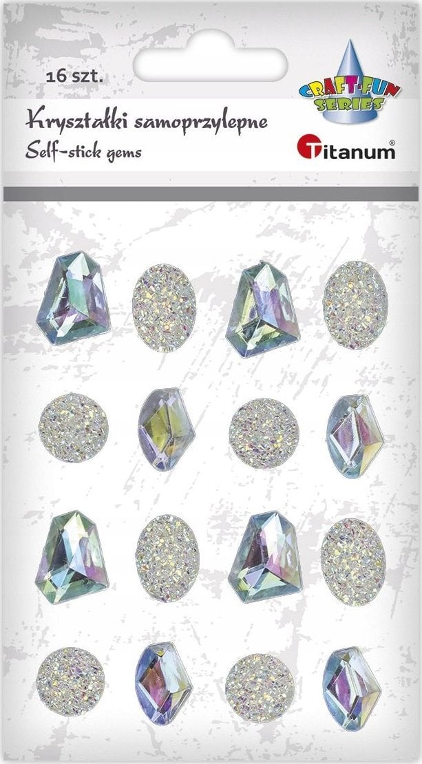 Titanum Kryształki samoprzylepne kamyki srebrne mix 16szt